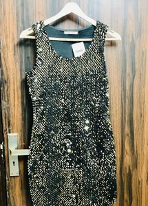 Sparkly Black Sleeveless Mini Dress