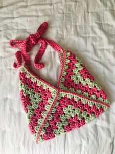 Handmade Crochet Bag with Floral Embellishments