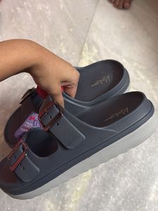 Comfortable Blue Double Strap Slides