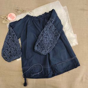 New Navy Blue Off Shoulder Top