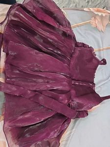 Elegant Burgundy Ruffled Gown