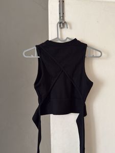 Sleek Black Sleeveless backless Top