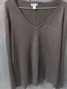 Elegant Brown V-Neck Long Sleeve Top