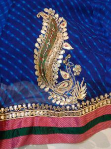 Elegant Blue Lehariya Anarkali wedding wear