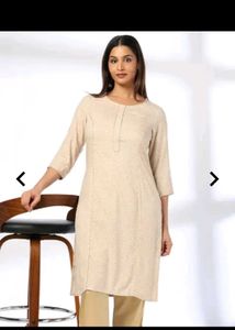 Elegant Beige Printed Kurti