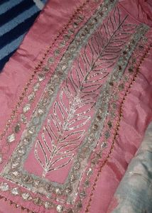 Elegant Pink Dress Material with Embroidery
