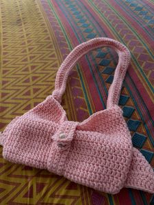 Handmade Pink Crochet Clutch Bag