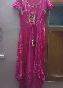 Pink Embroidered frock kurta
