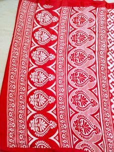 Red And White Soft Silk Saree