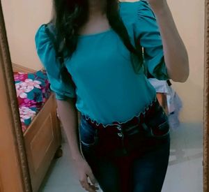 Teal Puff Sleeve Top