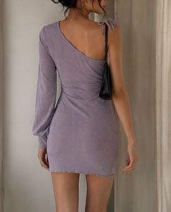 Shoulder Ribbed Mini Dres