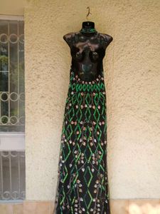 Elegant Green &amp; Black SEQUINNED Maxi Dress
