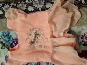 Peach Frock and Pants Set