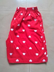 Red Sweer Heart Print Cotton Shorts
