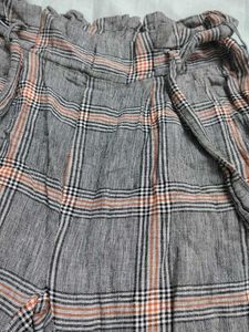 Plaid Paperbag Waist Pants
