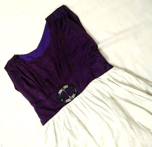 Purple-White Shiny Party-wear Mini Dress