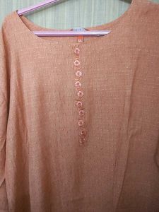 Orange Textured Kurta