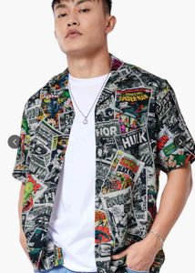 Men's Comic Print Short Sleeve Shirt