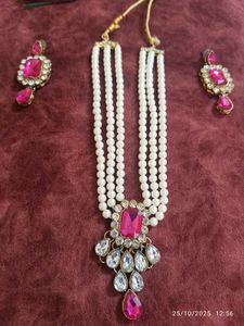 new pink kundan Jewellery Set
