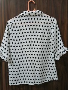 White Polka Dot Top