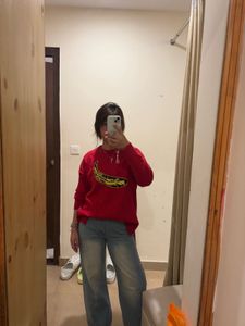 Red Banana Print Sweater