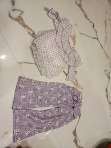 Girls' Lavender Floral Two-Piece Set