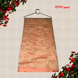 Peach Embroidered Saree women's 💓✨