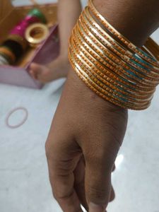 Golden and orange shade Bangles
