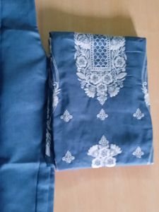 Blue Embroidered Kurta with Pants Set