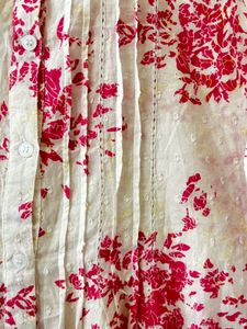 White &amp; pink floral cotton shirt 🌸