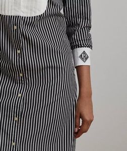 Women's Striped Bib-Front Broadcloth Shirtdress