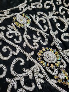 Ethereal Midnight: Embellished Mesh Evening Gown