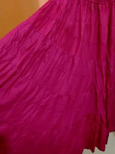Vibrant Pink Tiered Maxi Skirt