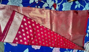 Vibrant Pink Silk Saree with Gold Motifs