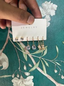 American Diamond &amp; Antitarnished Earring Set