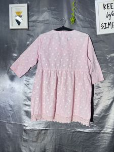 Pink Floral Cotton Kurta