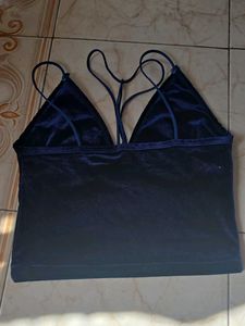 Blue Velvet Crop Top