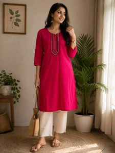Vibrant Pink Embroidered Kurta