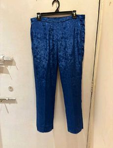 Royal Blue Jacquard Patterned Pants