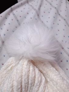 White Knit Beanie with Pom-Pom