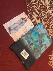 Beautiful Blue Fancy Saree with Floral Print