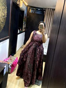 Silk Anarkali Floral  Kurta With Embroidery