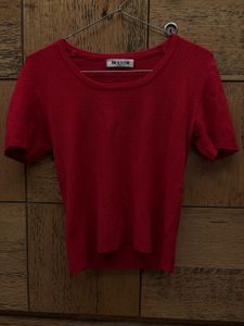 Red Short Sleeve Knit Top