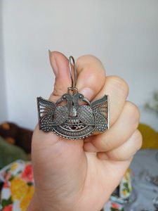 brass Silver Peacock Earrings