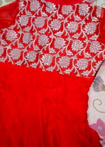 Stunning Red Embroidered Anarkali Suit