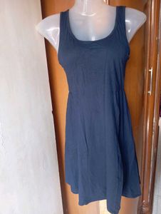 Navy Blue Sleeveless Fit and Flare Dress