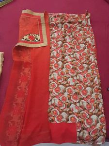 Beautiful Red Saree with Floral Design