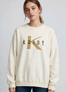 Oversized Cream "Kaist" Graphic Sweatshirt