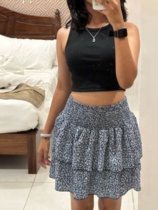 Floral Ruffle Mini Skirt