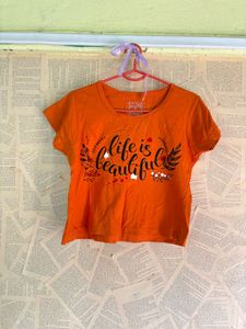 Orange "Life is Beautiful" Graphic T-Shirt